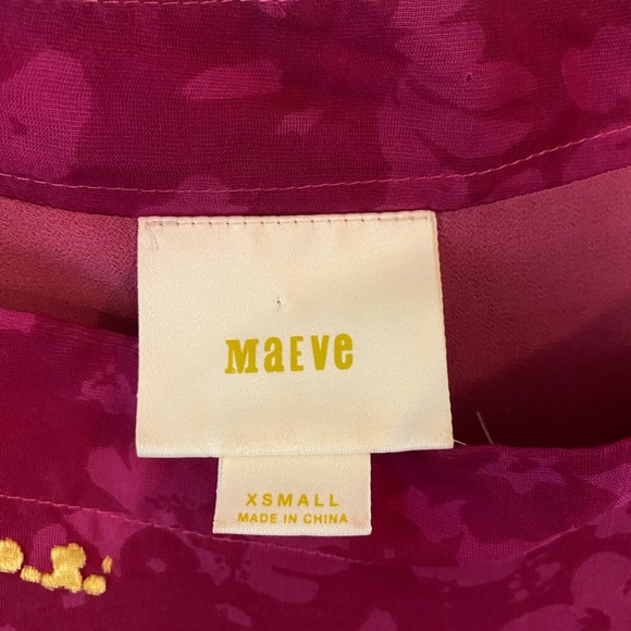 Anthropologie Maeve Pink & Gold Velvet Ombre Shimmer Short Sleeve Silk Top XS - Picture 4 of 8